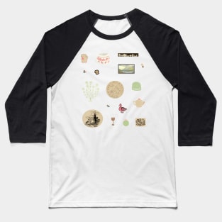 Curious Cottagecore Crockery - Aesthetic Sheet Baseball T-Shirt